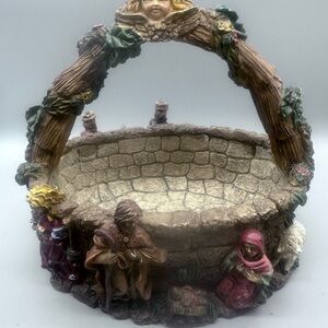 Vintage Resin Nativity Basket Figurine - Earth Tones